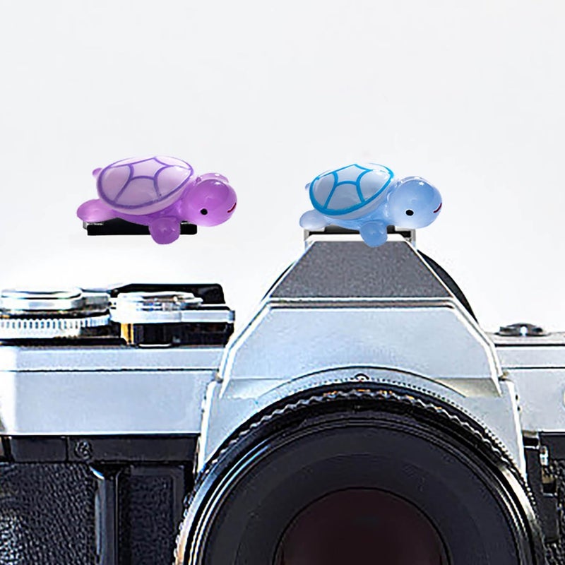 MENGSOOD Camera Hot Shoe Cover, Cute Hot Shoe Cap, Hot Shoe Protector Compatible with Sony Fujifilm Fuji Canon Nikon Pentax Leical Panasonic (Blue & Purple Tortoise) - Image 1